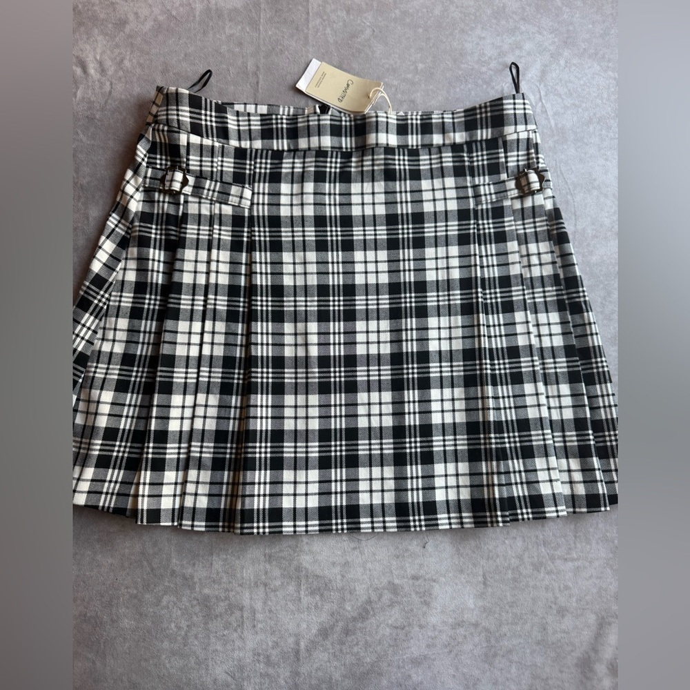 Mango Black and White Plaid Mini Skirt - Picture 3 of 7